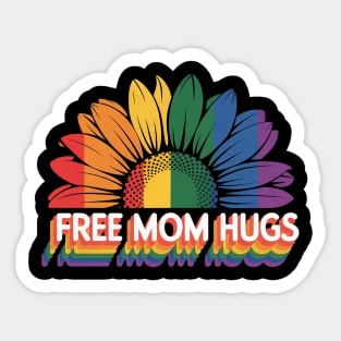 Free Mom Hugs Pride Rainbow Sunflower LGBT Pride Month Sticker